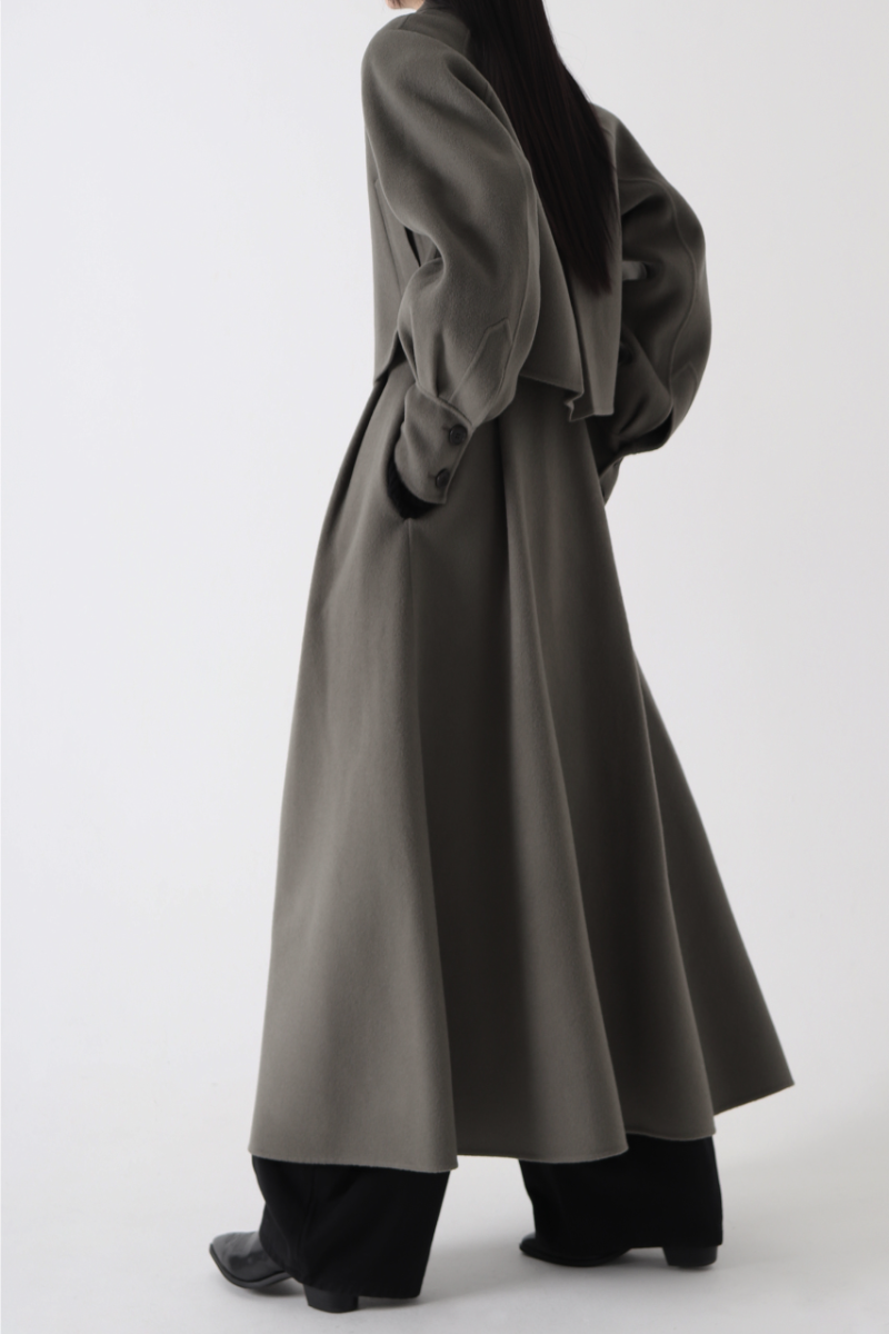 3-Way Cashmere Handmade Coat [ Ash Khaki ]