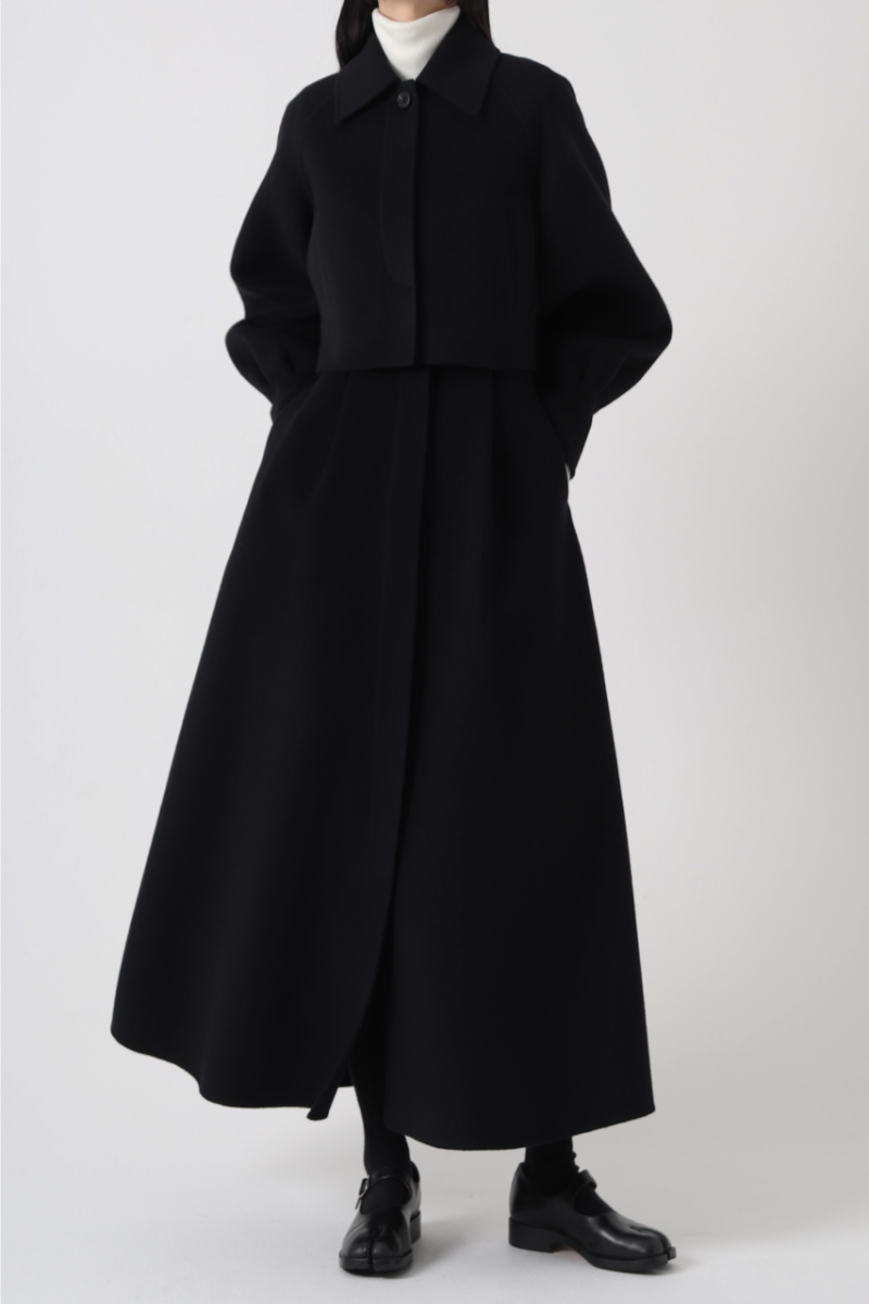 3-Way Cashmere Handmade Coat [ Black ]