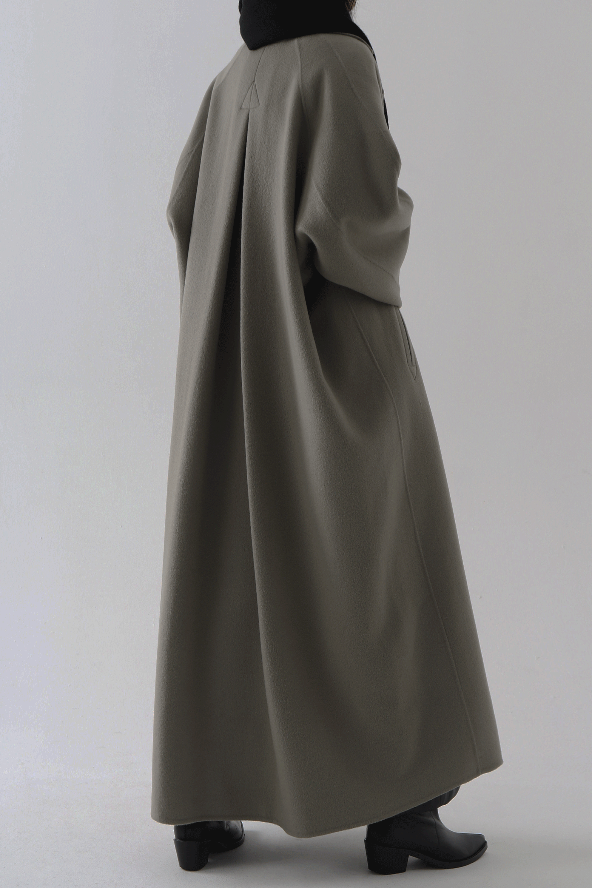Handmade) Wide Long Coat [ Khaki Gray ]
